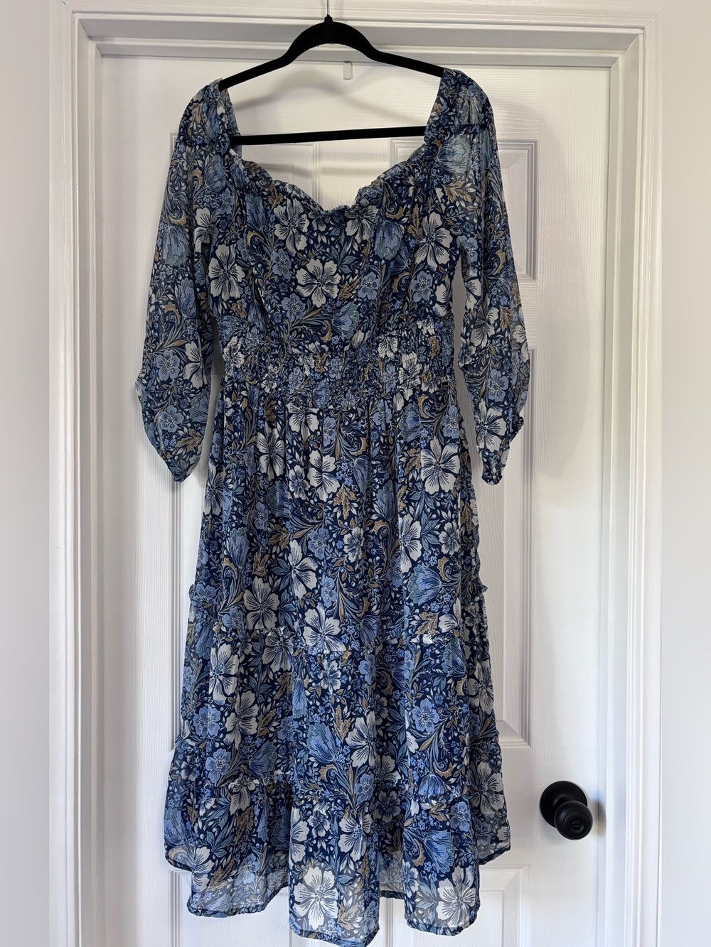 Patrons of Peace Blue Floral Midi Dress